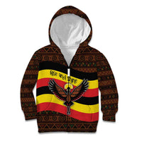 Uganda Kid Hoodie with Crested Crane and Rise and Shine Tribal Pattern Design