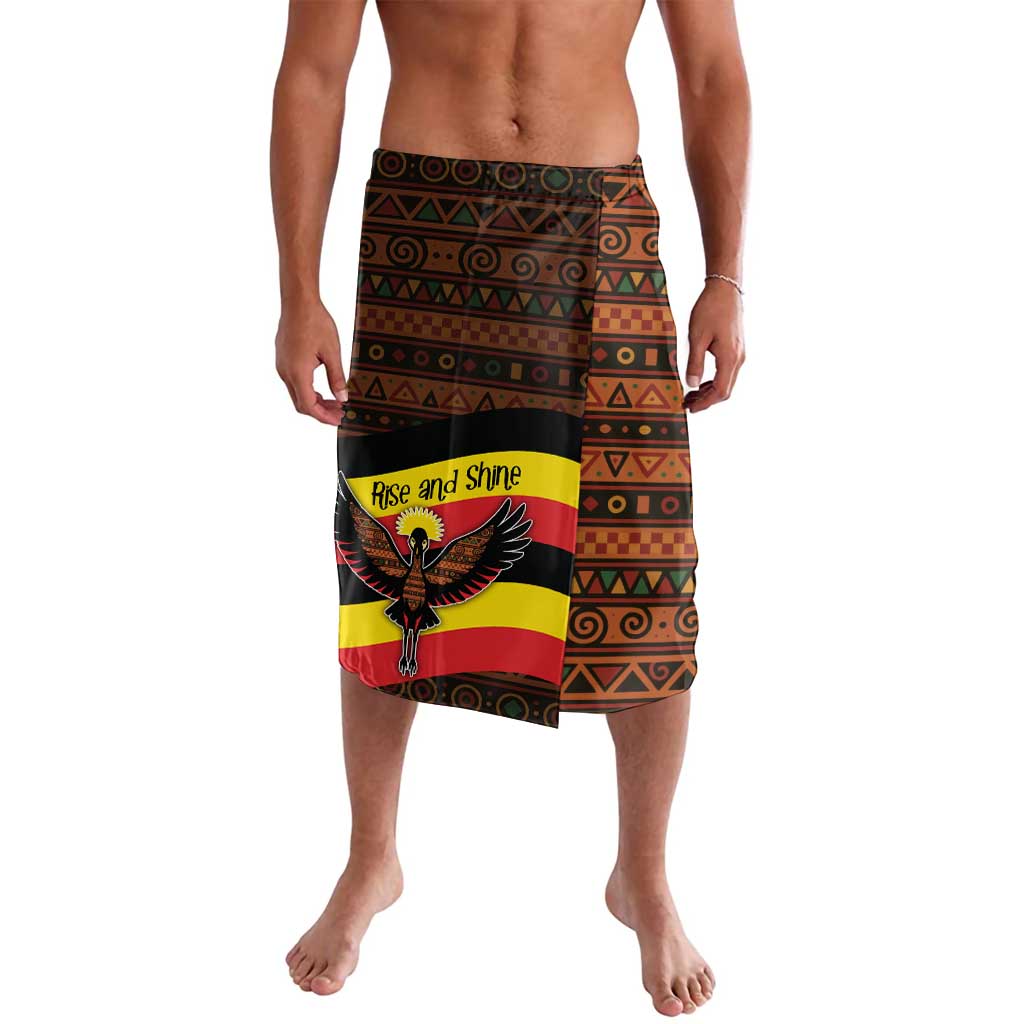 Uganda Lavalava with Crested Crane and Rise and Shine Tribal Pattern Design