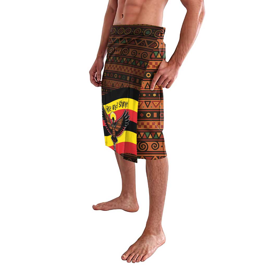 Uganda Lavalava with Crested Crane and Rise and Shine Tribal Pattern Design