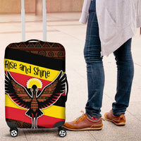 Uganda Luggage Cover with Crested Crane and Rise and Shine Tribal Pattern Design