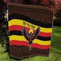 Uganda Quilt with Crested Crane and Rise and Shine Tribal Pattern Design