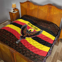 Uganda Quilt with Crested Crane and Rise and Shine Tribal Pattern Design