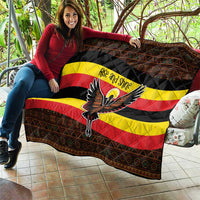 Uganda Quilt with Crested Crane and Rise and Shine Tribal Pattern Design