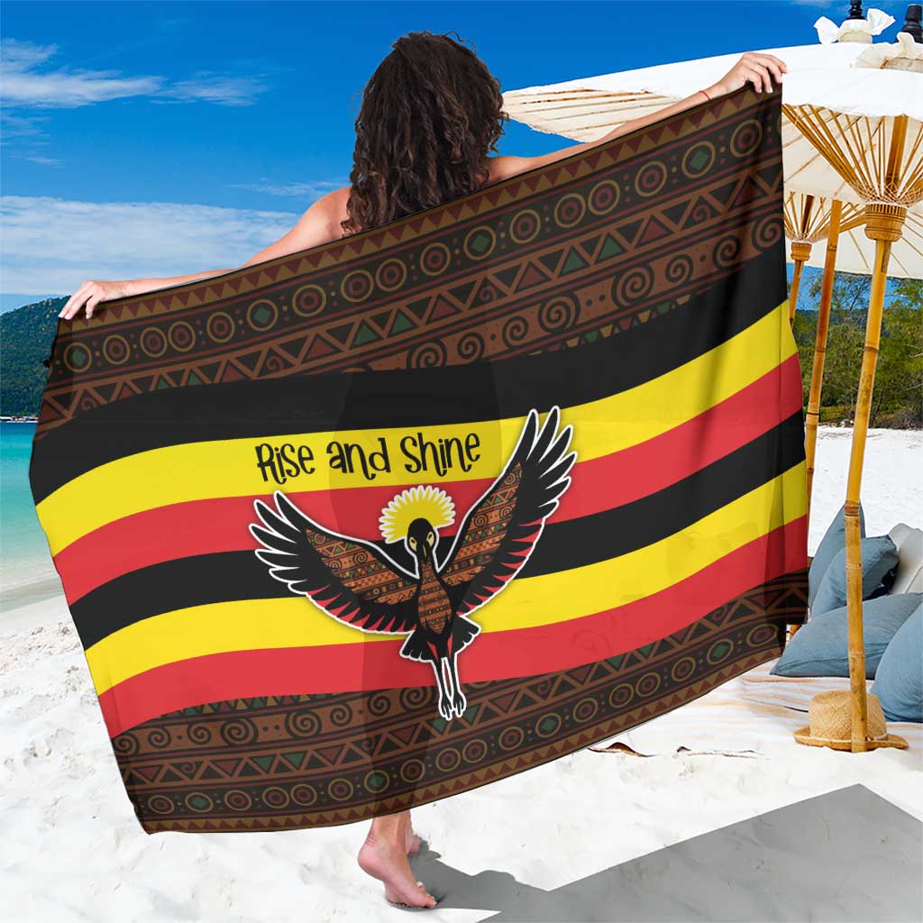 Uganda Sarong with Crested Crane and Rise and Shine Tribal Pattern Design