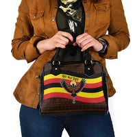 Uganda Shoulder Handbag with Crested Crane and Rise and Shine Tribal Pattern Design