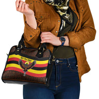 Uganda Shoulder Handbag with Crested Crane and Rise and Shine Tribal Pattern Design