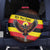 Uganda Spare Tire Cover with Crested Crane and Rise and Shine Tribal Pattern Design