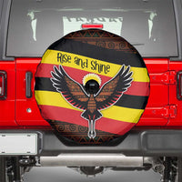 Uganda Spare Tire Cover with Crested Crane and Rise and Shine Tribal Pattern Design