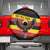 Uganda Spare Tire Cover with Crested Crane and Rise and Shine Tribal Pattern Design