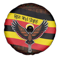 Uganda Spare Tire Cover with Crested Crane and Rise and Shine Tribal Pattern Design