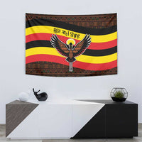 Uganda Tapestry with Crested Crane and Rise and Shine Tribal Pattern Design