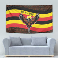 Uganda Tapestry with Crested Crane and Rise and Shine Tribal Pattern Design
