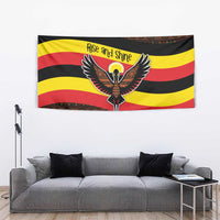 Uganda Tapestry with Crested Crane and Rise and Shine Tribal Pattern Design