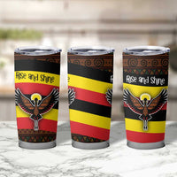 Uganda Tumbler Cup with Crested Crane and Rise and Shine Tribal Pattern Design