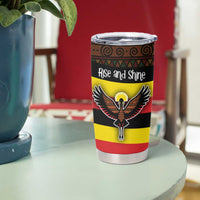 Uganda Tumbler Cup with Crested Crane and Rise and Shine Tribal Pattern Design