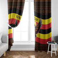 Uganda Window Curtain with Crested Crane and Rise and Shine Tribal Pattern Design