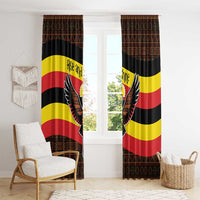 Uganda Window Curtain with Crested Crane and Rise and Shine Tribal Pattern Design