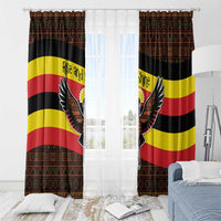 Uganda Window Curtain with Crested Crane and Rise and Shine Tribal Pattern Design