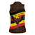 Uganda Women Sleeveless Polo Shirt with Crested Crane and Rise and Shine Tribal Pattern Design