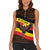 Uganda Women Sleeveless Polo Shirt with Crested Crane and Rise and Shine Tribal Pattern Design