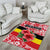 Uganda Area Rug with Red Hibiscus Flowers and National Flag Design