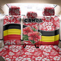 Uganda Back Car Seat Cover with Red Hibiscus Flowers and National Flag Design