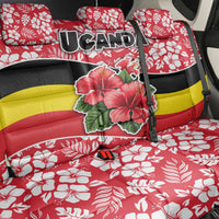 Uganda Back Car Seat Cover with Red Hibiscus Flowers and National Flag Design