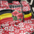 Uganda Back Car Seat Cover with Red Hibiscus Flowers and National Flag Design
