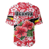 Uganda Baseball Jersey with Red Hibiscus Flowers and National Flag Design