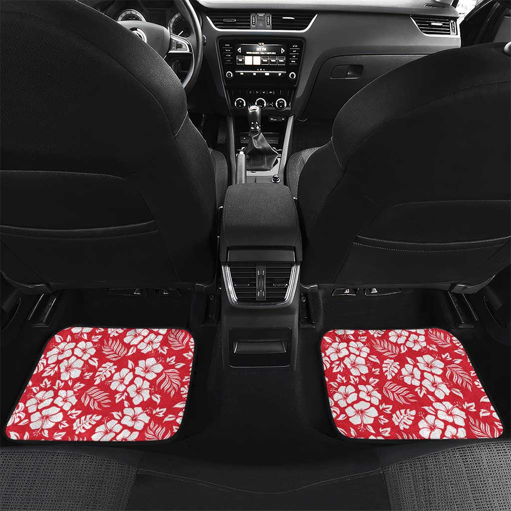 Uganda Car Mats with Red Hibiscus Flowers and National Flag Design