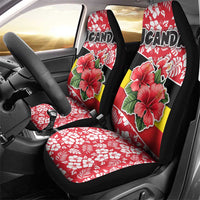 Uganda Car Seat Cover with Red Hibiscus Flowers and National Flag Design