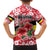 Uganda Family Matching Summer Maxi Dress and Hawaiian Shirt with Red Hibiscus Flowers and National Flag Design
