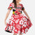 Uganda Family Matching Summer Maxi Dress and Hawaiian Shirt with Red Hibiscus Flowers and National Flag Design