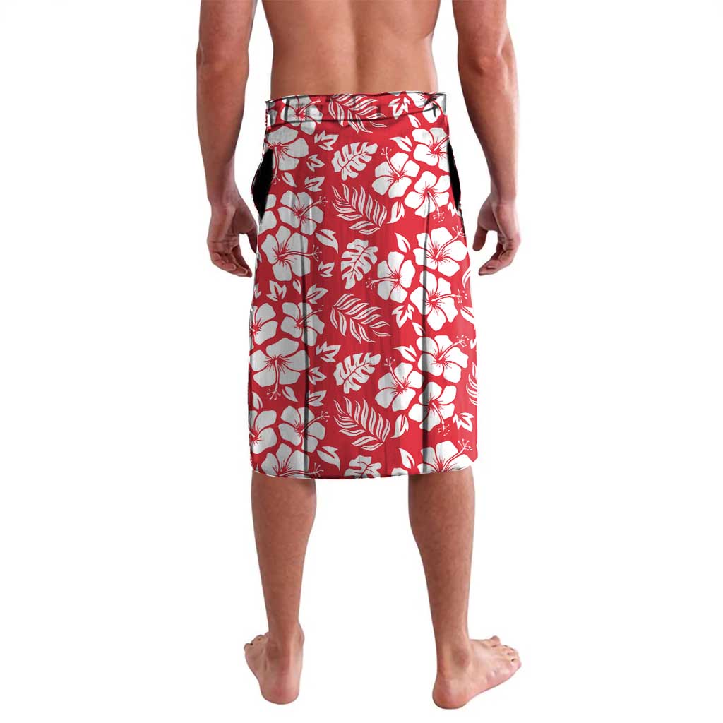 Uganda Lavalava with Red Hibiscus Flowers and National Flag Design