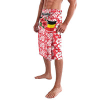 Uganda Lavalava with Red Hibiscus Flowers and National Flag Design