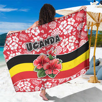 Uganda Sarong with Red Hibiscus Flowers and National Flag Design