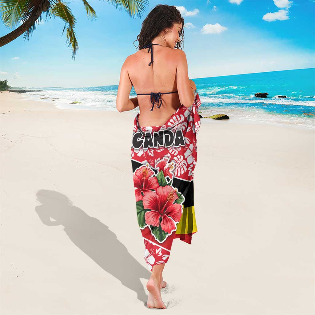Uganda Sarong with Red Hibiscus Flowers and National Flag Design