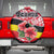 Uganda Spare Tire Cover with Red Hibiscus Flowers and National Flag Design