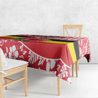 Uganda Tablecloth with Red Hibiscus Flowers and National Flag Design
