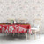 Uganda Tablecloth with Red Hibiscus Flowers and National Flag Design