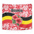 Uganda Tapestry with Red Hibiscus Flowers and National Flag Design