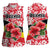 Uganda Women Sleeveless Polo Shirt with Red Hibiscus Flowers and National Flag Design