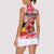 Uganda Women Sleeveless Polo Shirt with Red Hibiscus Flowers and National Flag Design