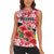 Uganda Women Sleeveless Polo Shirt with Red Hibiscus Flowers and National Flag Design