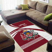 Latvia Area Rug with National Coat of Arms and Traditional Folk Patterns