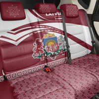 Latvia Back Car Seat Cover with National Coat of Arms and Traditional Folk Patterns