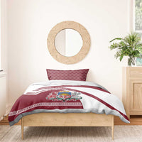 Latvia Bedding Set with National Coat of Arms and Traditional Folk Patterns