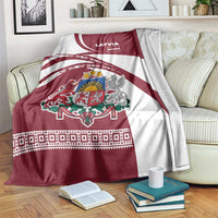Latvia Blanket with National Coat of Arms and Traditional Folk Patterns