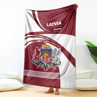 Latvia Blanket with National Coat of Arms and Traditional Folk Patterns