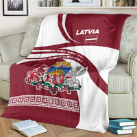 Latvia Blanket with National Coat of Arms and Traditional Folk Patterns